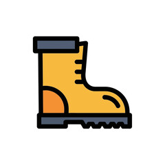 Yellow boot protects foot during work activity isolated illustration