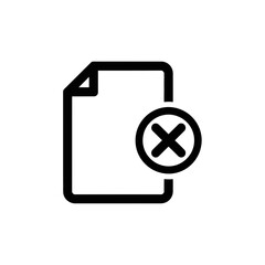 Document icon cancels action over white surface digitally