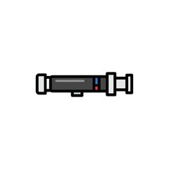 Sleek pipe projects outwards isolated white detailed drawing