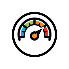 Speedometer displays moderate status graphic representation measurement indicator