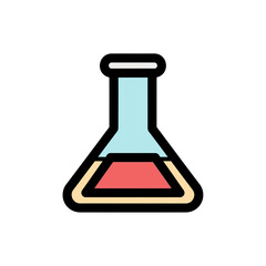 Erlenmeyer flask contains liquids inside laboratory setting science icon