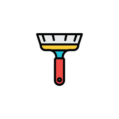 Wide brush tool paints surface during home renovation process