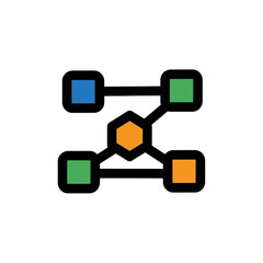 Network graphic connects data nodes representing connectivity scheme