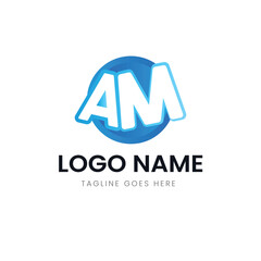 Fototapeta premium A white and blue logo featuring the letters 