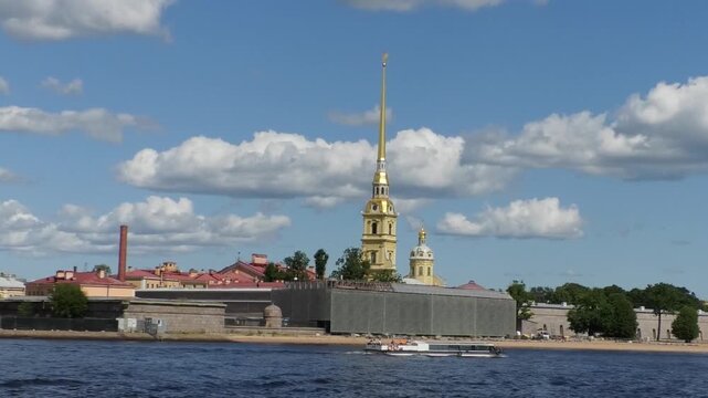 St. Petersburg, Russia, Neva River, waterways and bridges. Overview of the city, sights of Petersburg, tourist spots.
