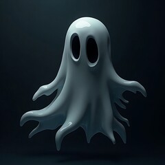 Floating Ghost Shape on Dark Background Spooky Season