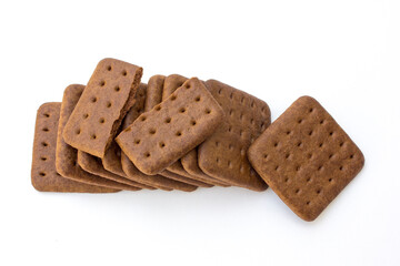 Chocolate biscuits isolated on a white background