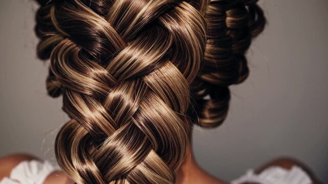 Detailed process of creating a stunning braided hairstyle featuring intricate weaving and rich hair colors