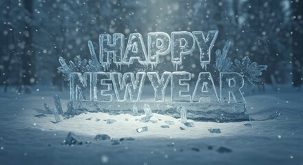 Ice sculpture 3D  Happy New Year