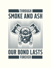 Tee shirt design for firefighters. A bold tribute shirt design symbolizing firefighter brotherhood and unity.
