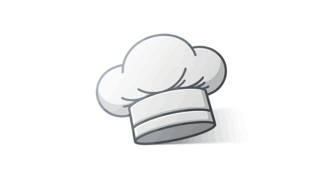 Classic white puffy chefs toque hat a simple cartoon-style illustration for a cook or baker.