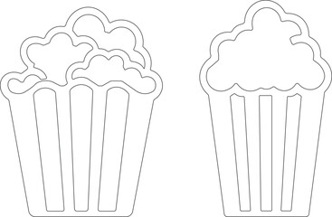 Art & IllustrationPopcorn icon set.Minimalist black and outline vector icon set of a popcorn bucket, symbolizing cinema, movie, and entertainment in a clean and simple design.