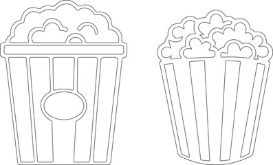 Art & IllustrationPopcorn icon set.Minimalist black and outline vector icon set of a popcorn bucket, symbolizing cinema, movie, and entertainment in a clean and simple design.