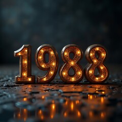 Glowing Number Year Display with Metallic Finish