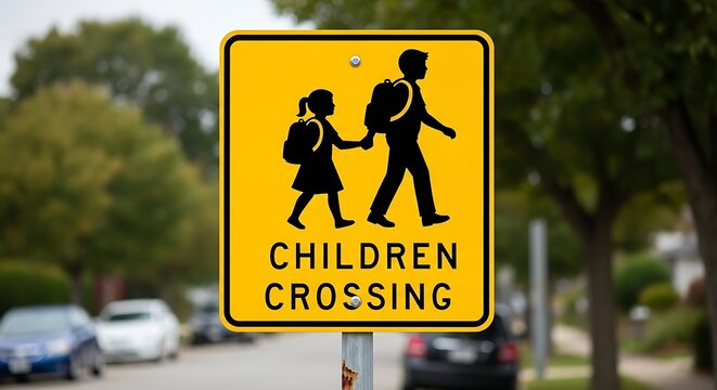 School Children Crossing Sign.