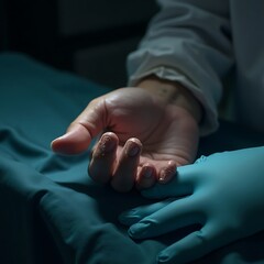 Hand Holding Offering Support in Hospital Setting