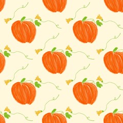 Seamless pattern of pumpkins
