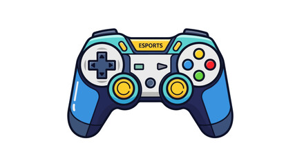 Cartoon-Style Blue and White Video Game Controller. © Leo