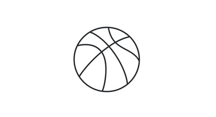 Simple Black and White Outline of a Basketball. © Leo