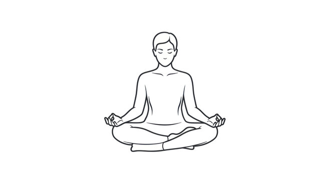 Line Art Illustration of Person Meditating in Lotus Pose.