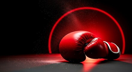 Red Boxing Glove on Matte Black Surface