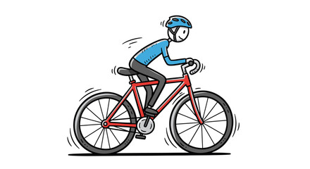 Fototapeta premium Cartoon Cyclist Riding a Red Bicycle.