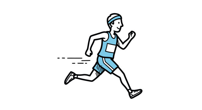 Cartoon Illustration of a Running Athlete.