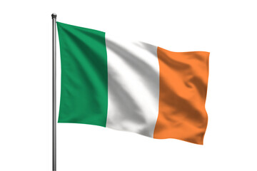 Ireland waving flag on a pole PNG