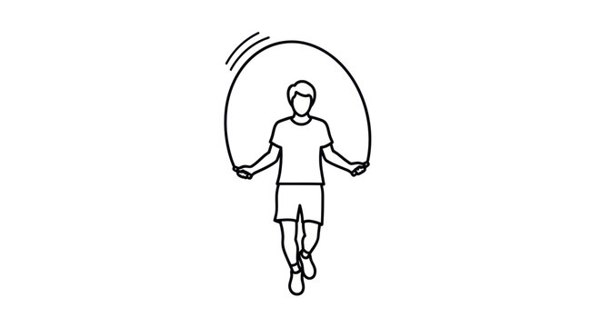 Line Drawing of a Person Jumping Rope Active Lifestyle Illustration.