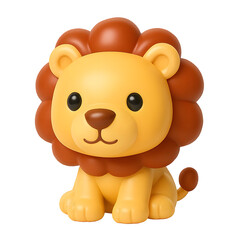 Obraz premium Cute cartoon lion cub with brown mane on black background