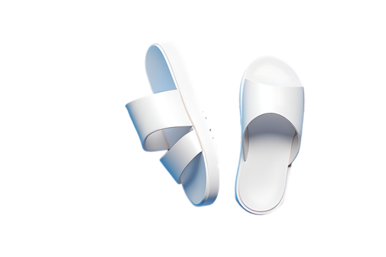 White sandals summer footwear fashion on transparent background.