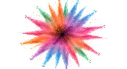 Colorful explosion of Holi powder paint isolated PNG with Transparent Background