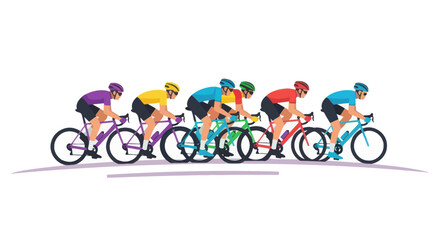 Group of Cyclists Racing Colorful Jerseys Road Cycling Competition. © Leo