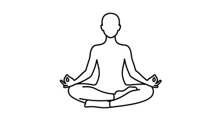 Line Art Illustration of Person in Lotus Position for Meditation and Yoga.