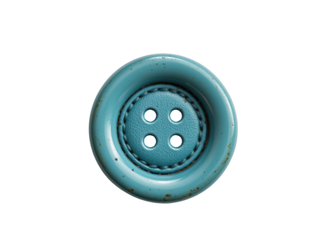 Vintage Blue Button with Four Holes on a Transparent background