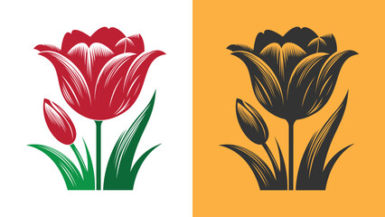 Vibrant tulip vector illustration with modern floral touch. Perfect tulip artwork design for spring themes, floral decor, and botanical illustrations.