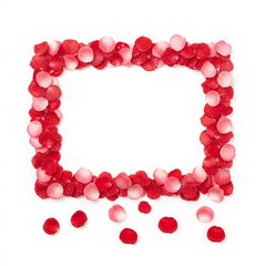 Obraz premium Red and pink rose petal frame isolated on white background