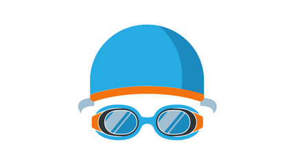 Blue Swim Cap and Goggles Set for Swimming.