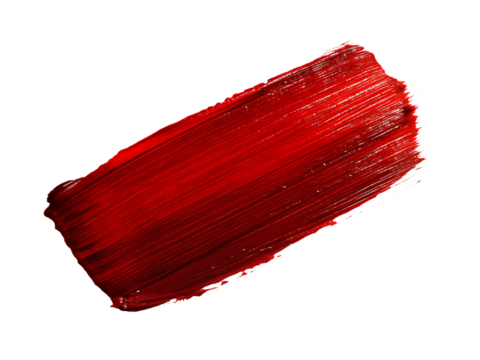 Bold red paint stroke isolated on a transparent background