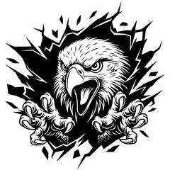 Screaming Eagle Head with Claws, Eagle SVG, Mascot SVG, Bird of Prey SVG, Aggressive SVG