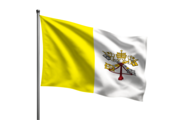 Vatican waving flag on a pole PNG