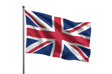 United Kingdom waving flag on a pole PNG