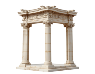 Elegant Classical Structure with Four Pillars and Detailed Ornamentation