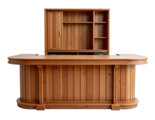 Elegant Wooden Reception Desk with Spacious Storage Solutions