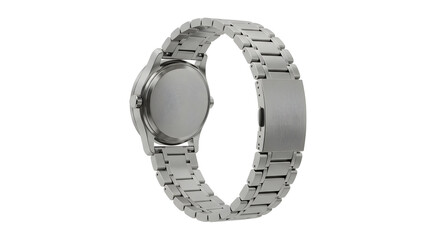 Minimalist Geometry: Stainless Steel Watch Back View on White