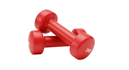 red dumbbell isolated on white background