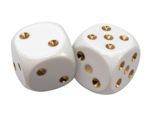 Artistic Composition of Loaded Dice with Casino Props, PNG
