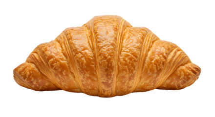 Golden croissant on white background