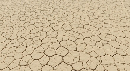 Closeup view of cracked earth surface with irregular shapes beige color and detailed cracks