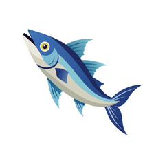 Obraz premium Vector art of a stylized blue fish swimming, isolated on a